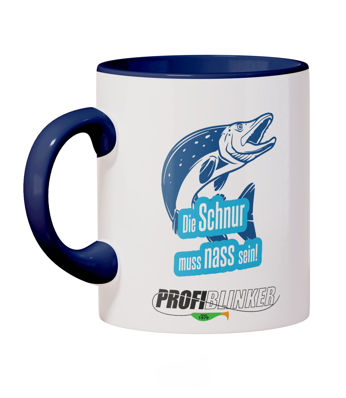 ProfiBlinker Kaffeepott Keramik dunkelblau - Motiv ''Die Schnur muss nass sein'' 