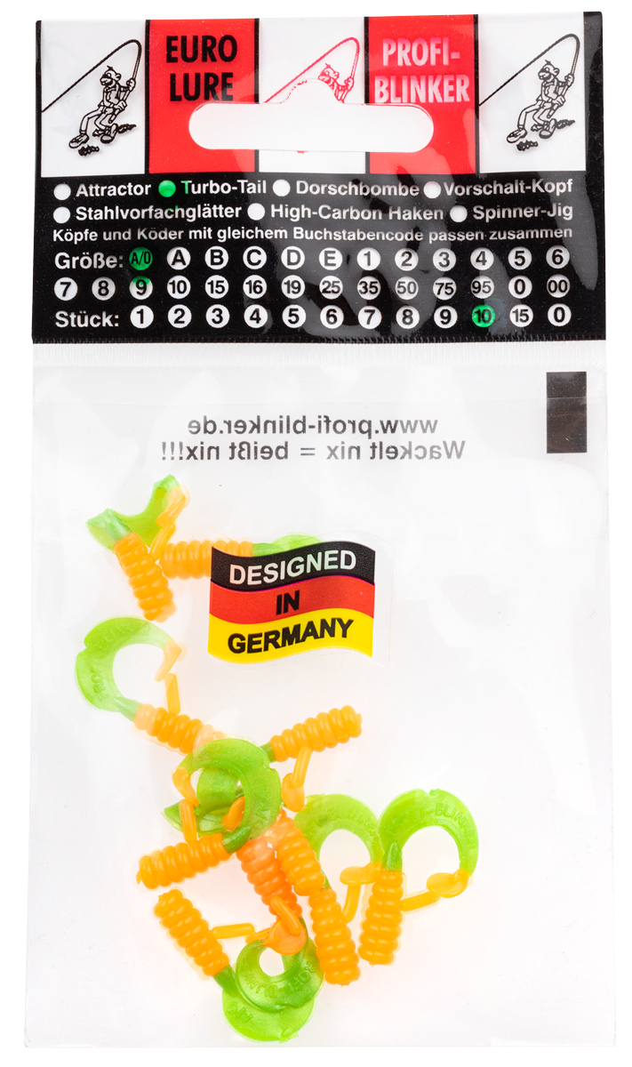 ProfiBlinker Turbotail Größe A/0 3cm Signal-Orange / Lachs-Rot / 10er Pack 