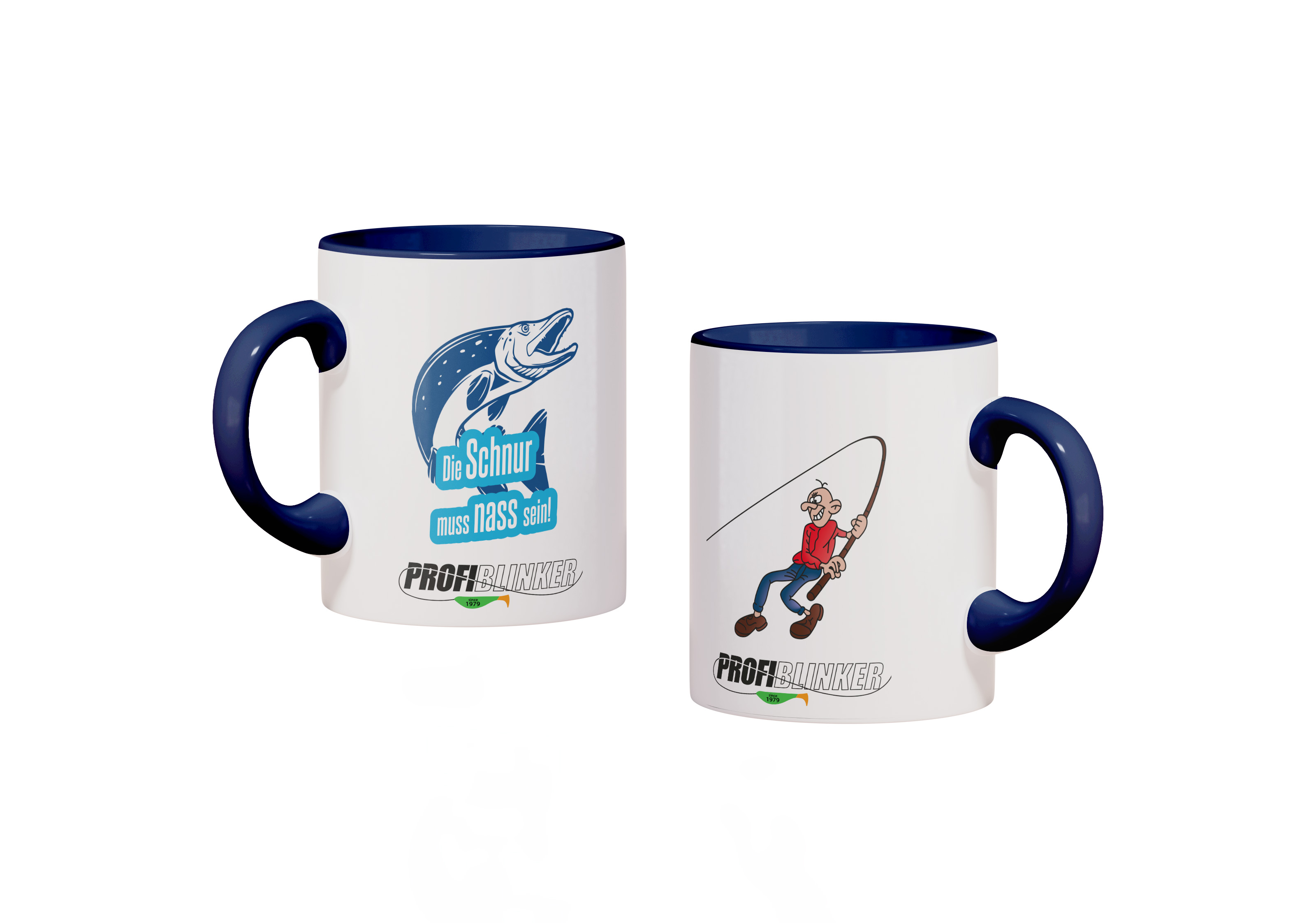 ProfiBlinker Kaffeepott Keramik dunkelblau - Motiv ''Die Schnur muss nass sein'' 