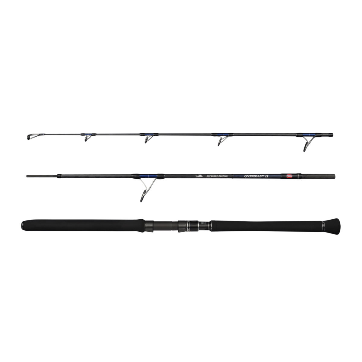 PENN Overseas XT II Offshore Baitcastrute Spinnrute Marine Blue, 2,10 m, 80-180 g, Power Extra Extra Heavy, Aktion Fast, 3-teilig