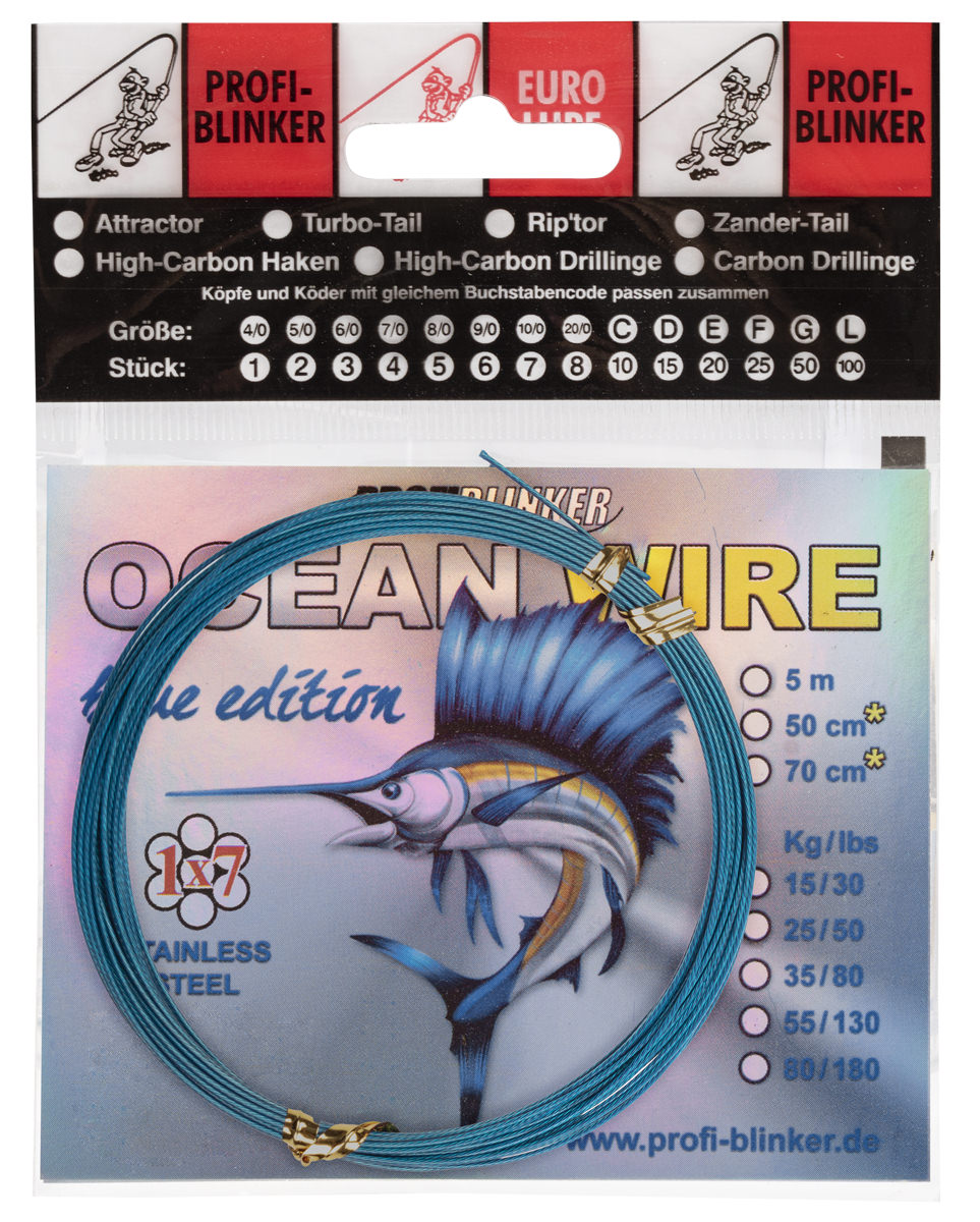 ProfiBlinker 1x7 Ocean Wire Blue-Edition / 15 kg Tragekraft / 5 Meter 