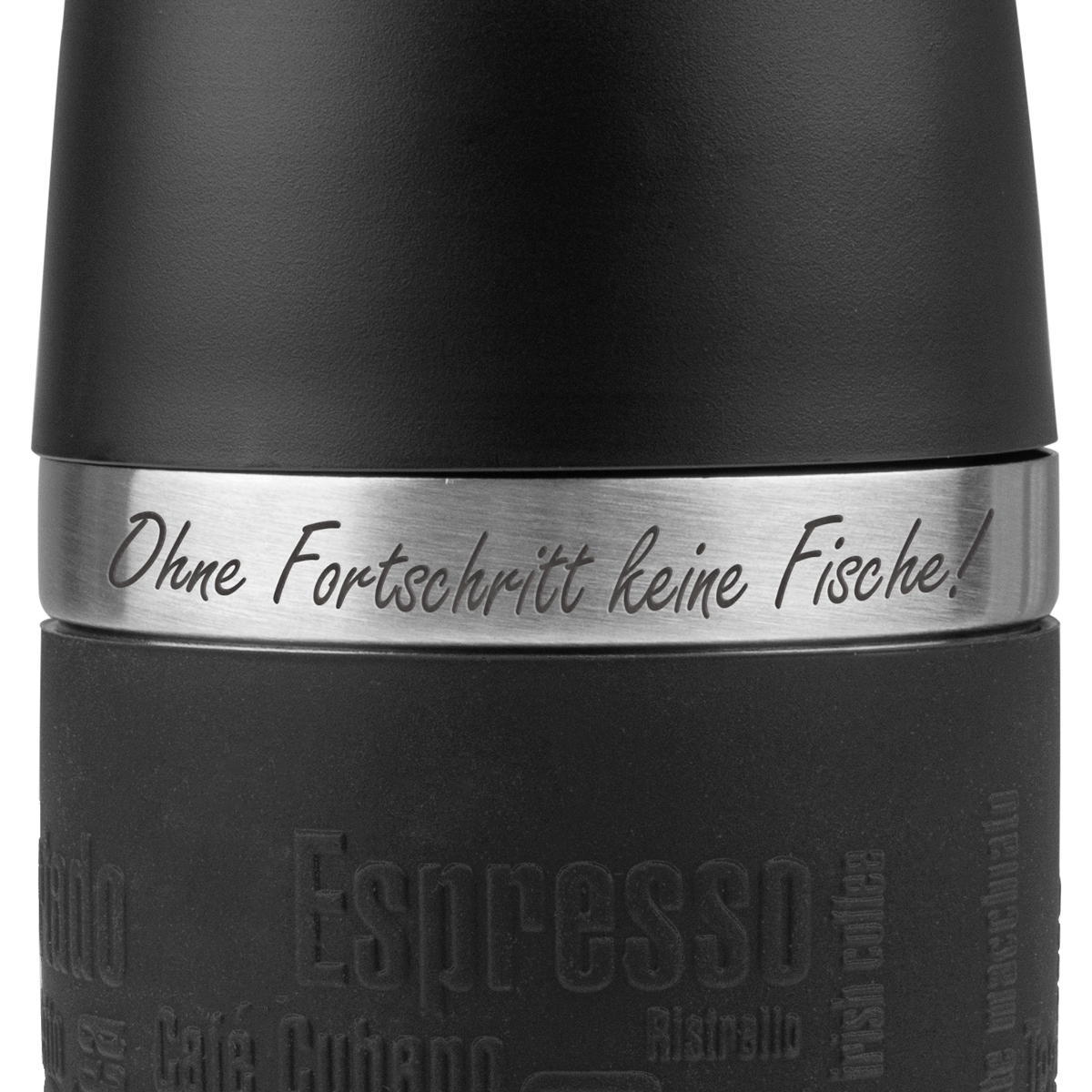 ProfiBlinker Thermobecher Emsa Travel Mug 360ml schwarz mit Gravur Motiv ''Die Schnur muss nass sein!''
