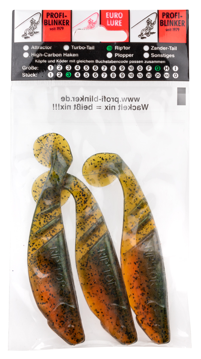 ProfiBlinker Riptor Größe G 13cm Kaulbarsch / Glanz-Effekt / 3er Pack 