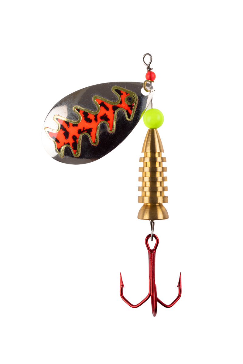 ProfiBlinker Prollex Weitwurf Spinner Tropfen / Silber mit Signalrot-Getigert-Dekor / Größe 3 / 7g 