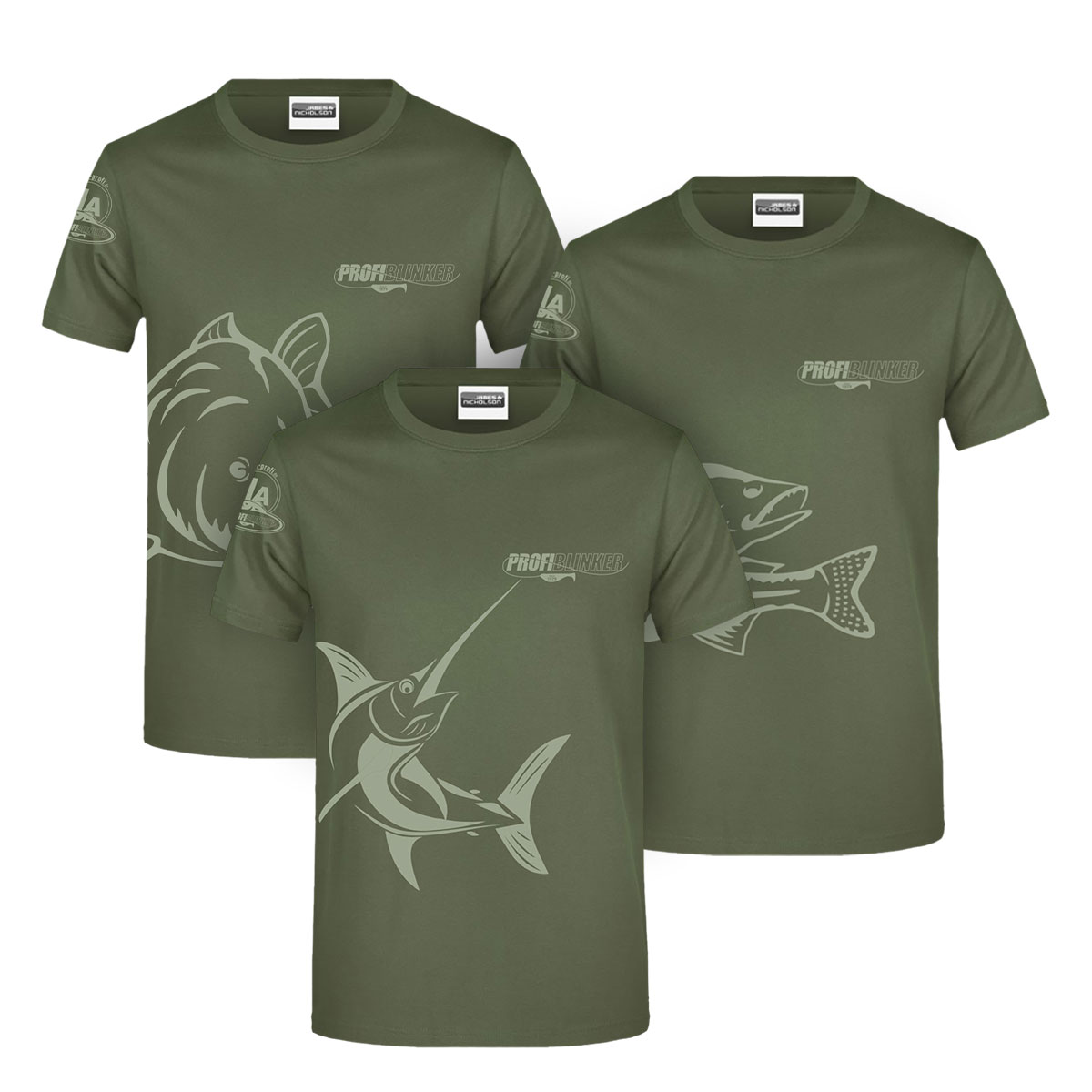 ProfiBlinker Shirts Farbe olive, mit Druck, Größe S - 5XL 