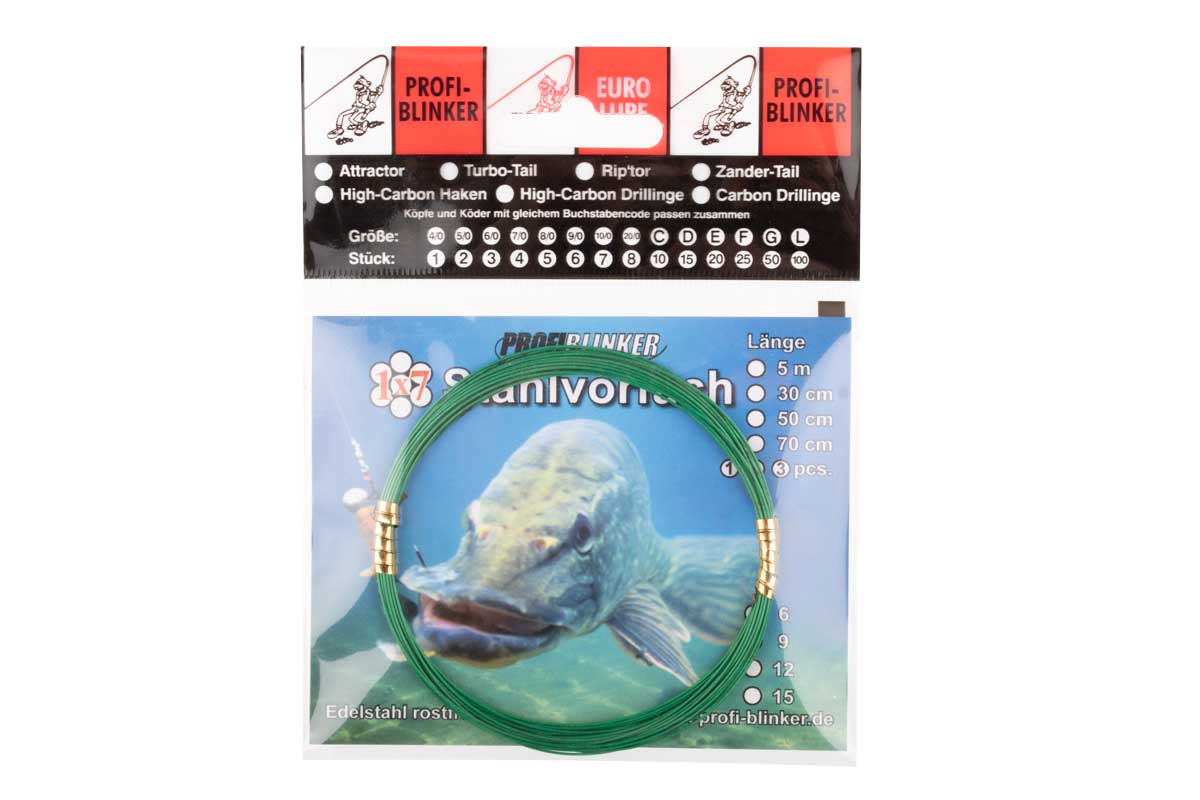 ProfiBlinker 1x7 Stainless Steel Stahlvorfach Grün / 6 kg Tragekraft / 5 Meter 