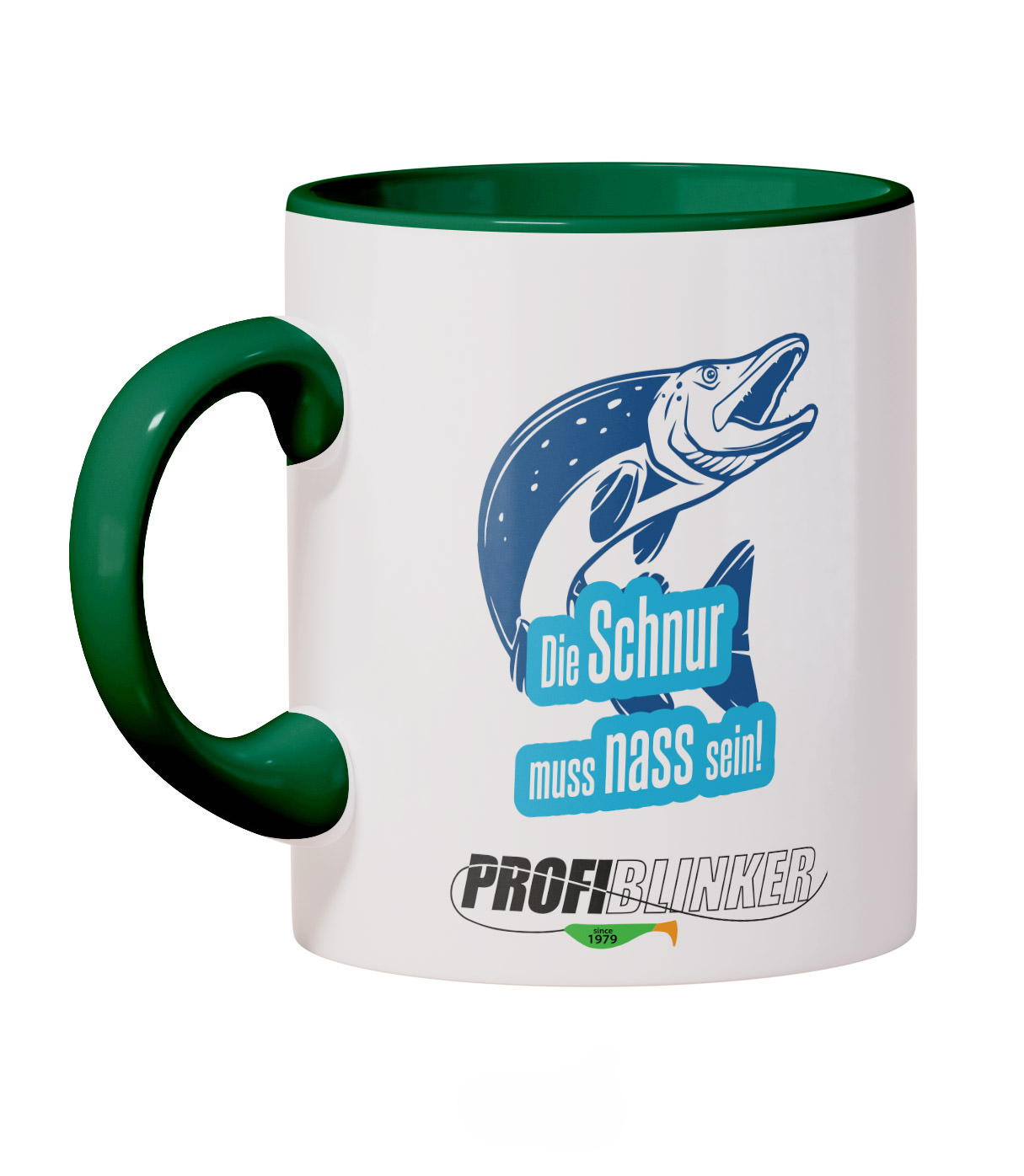 ProfiBlinker Kaffeepott Keramik dunkelgrün - Motiv ''Die Schnur muss nass sein'' 